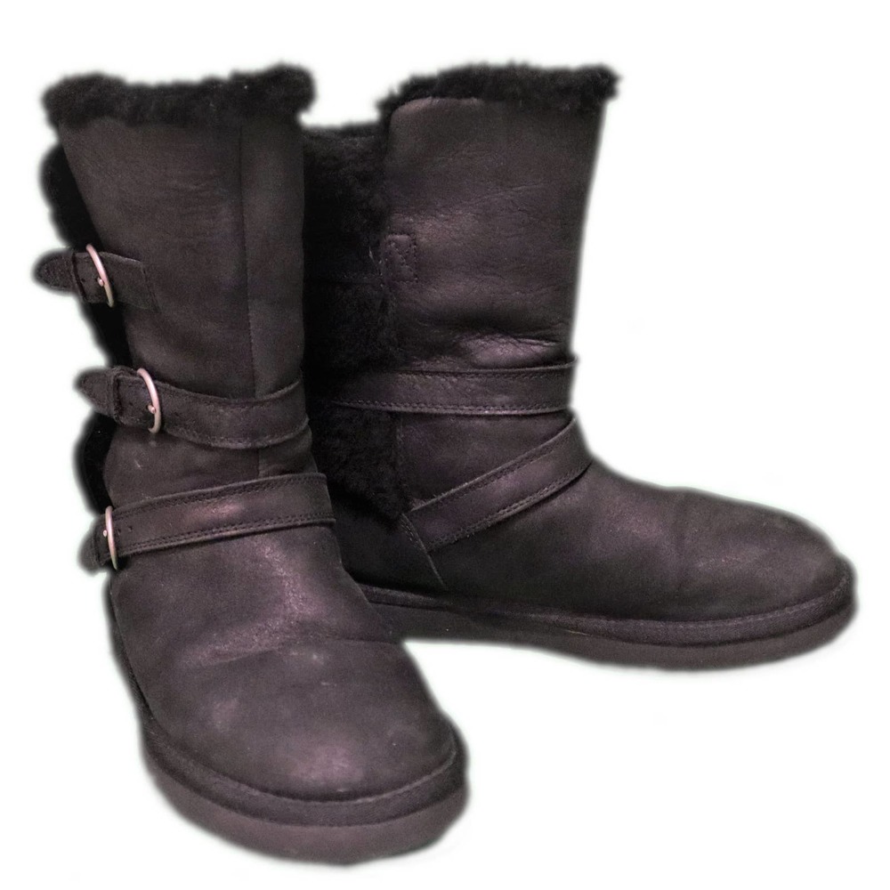 UGG Boots Black Suede Leather 1005380  Women's US  Size 6 Preowned